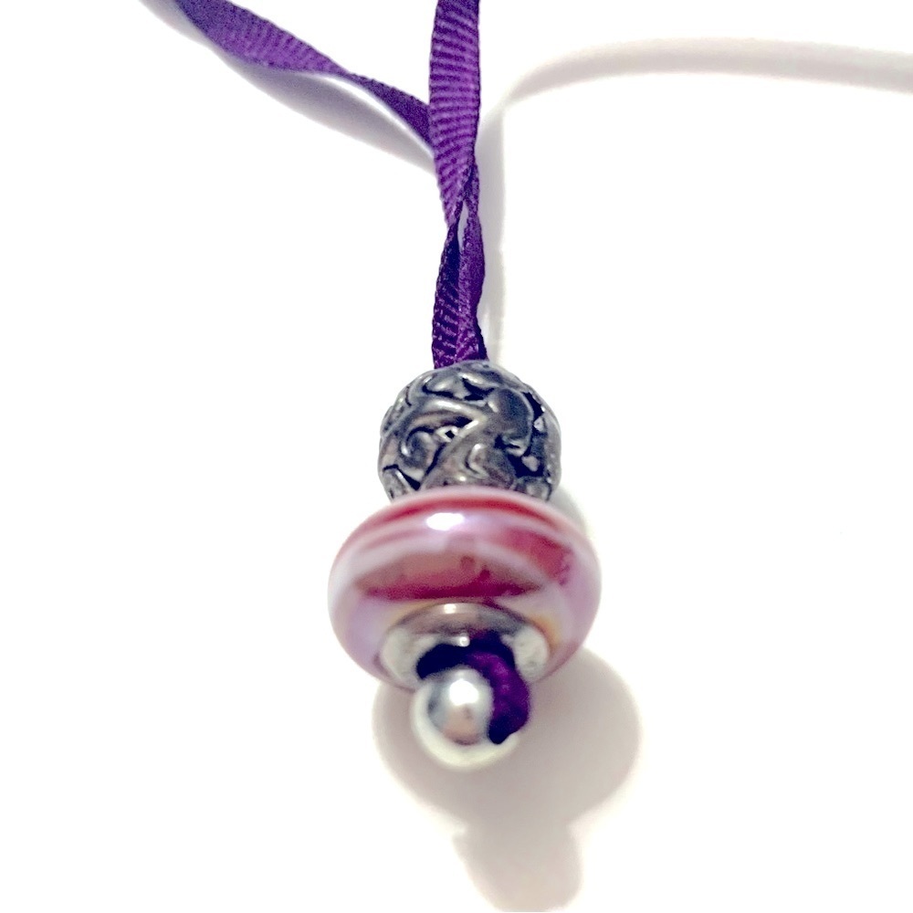 MURANO Bead Drop Necklace, red and purple